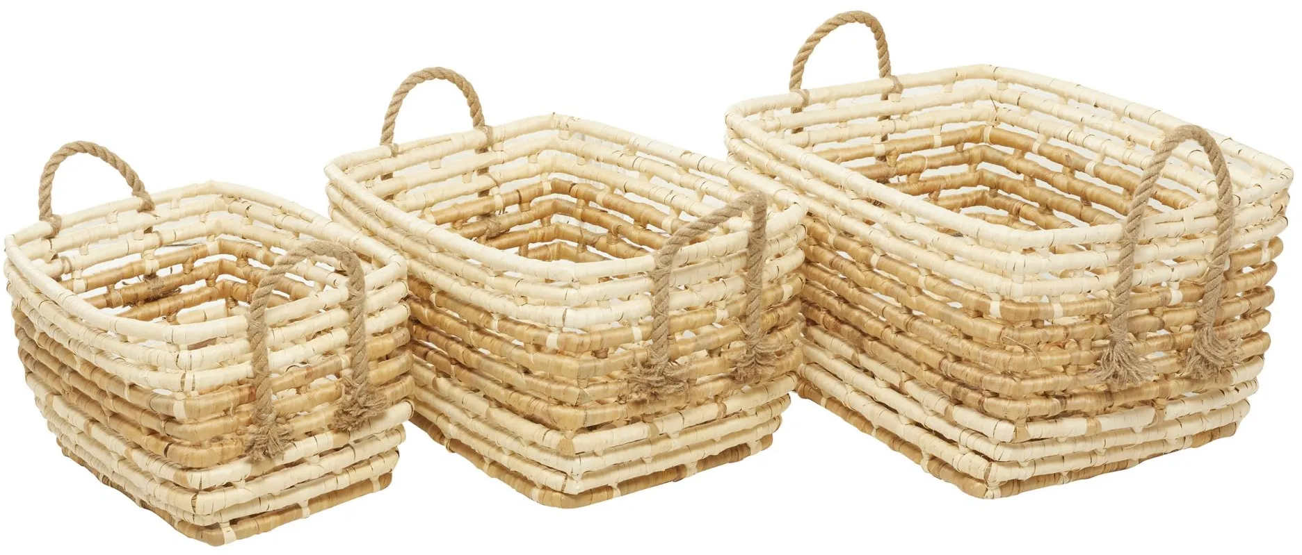 Ivy Collection Seagrass Storage Basket - Set of 3 in Brown by UMA Enterprises