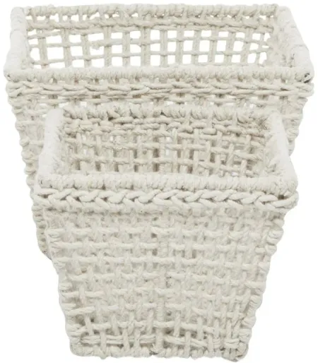 Ivy Collection Alia Storage Basket - Set of 2 in White by UMA Enterprises