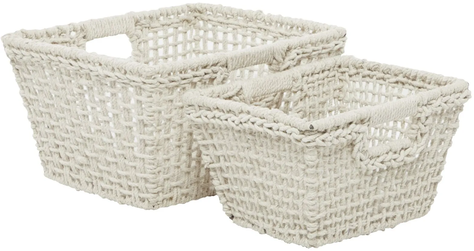 Ivy Collection Alia Storage Basket - Set of 2 in White by UMA Enterprises