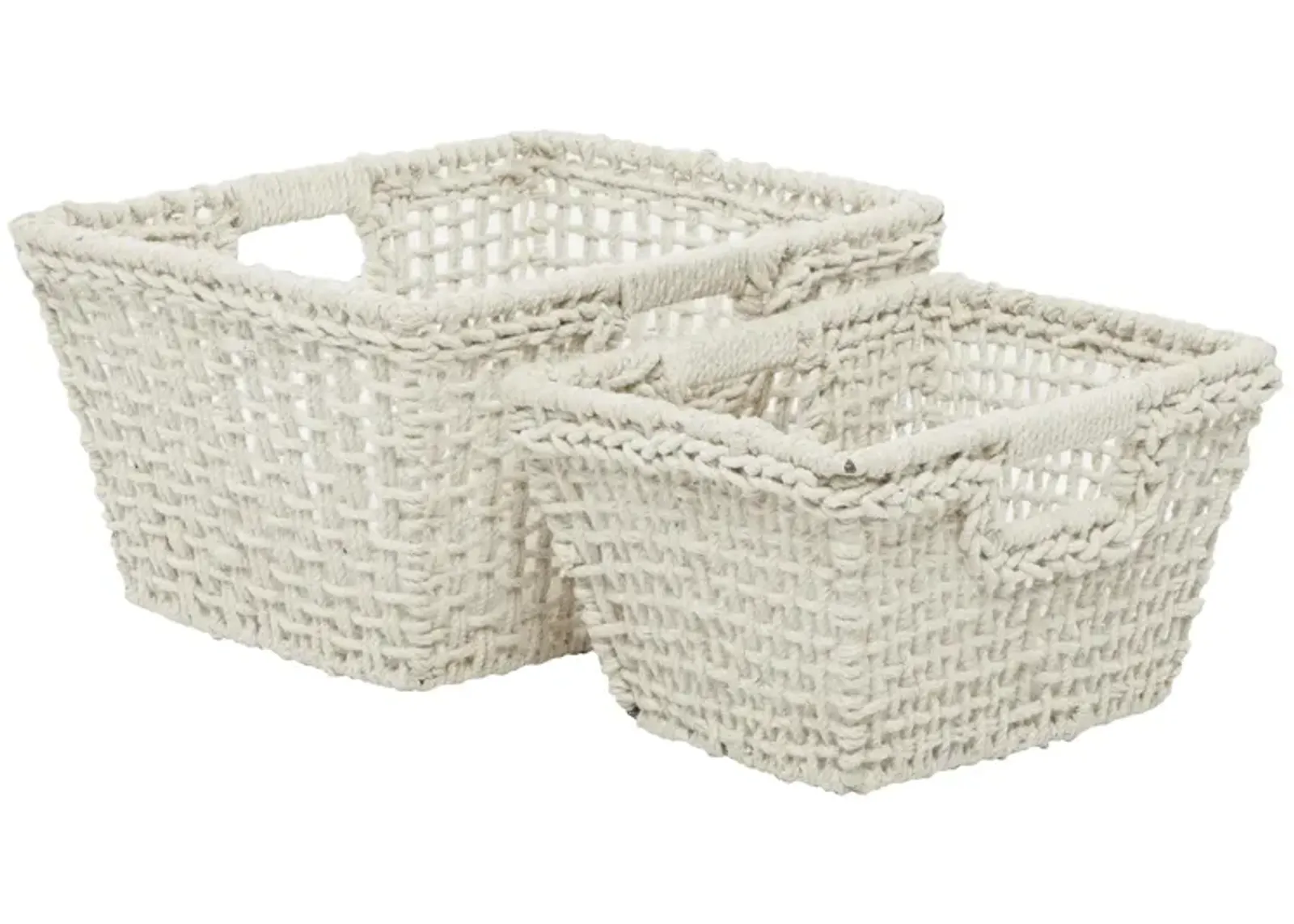 Ivy Collection Alia Storage Basket - Set of 2 in White by UMA Enterprises