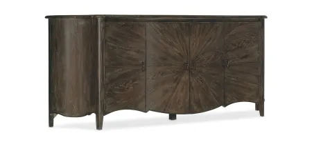 Traditions Entertainment Console in Maduro, a rich brown with grey undertones by Hooker Furniture