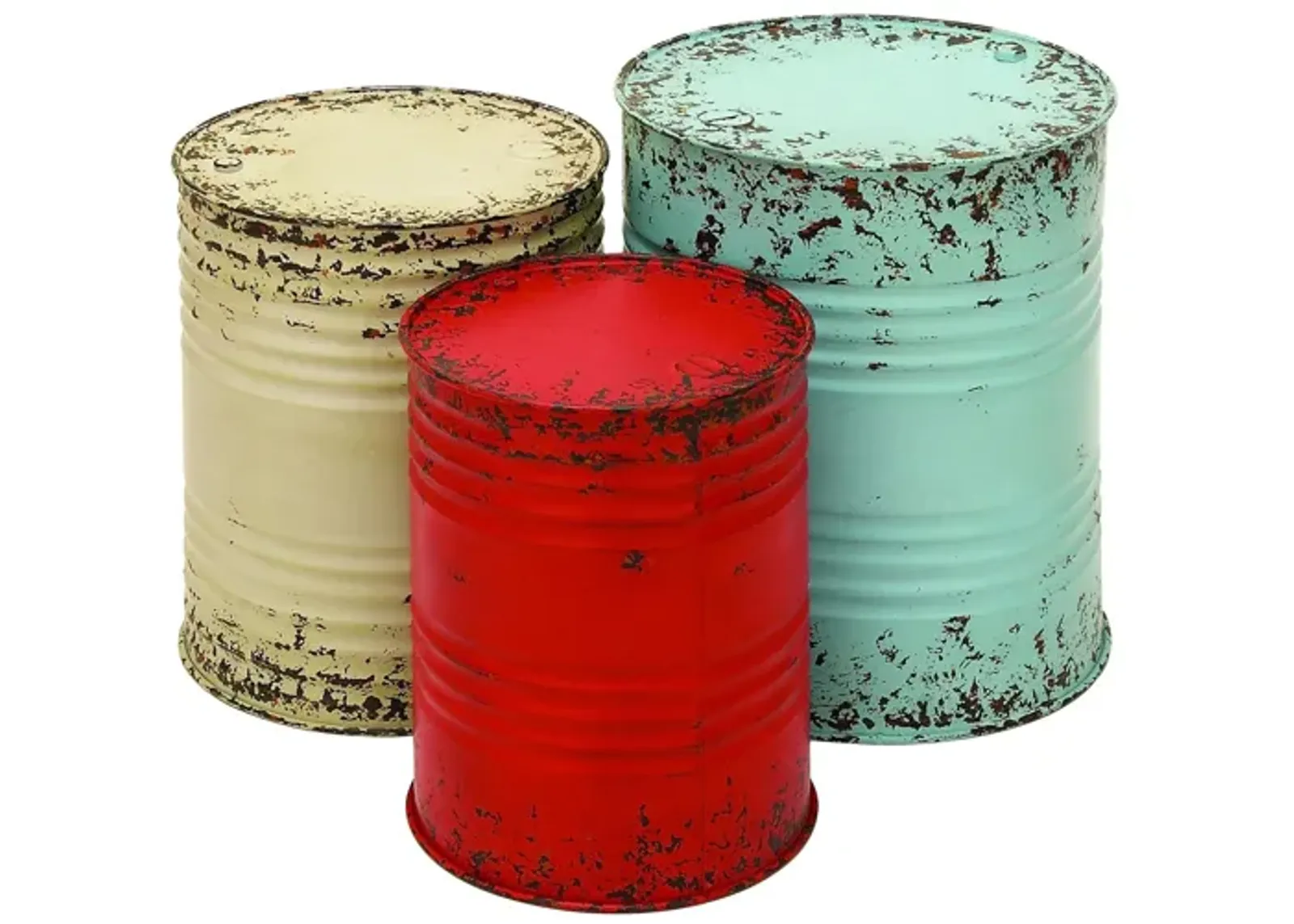 Ivy Collection Barrel Accent Table 3-pc. in Multi Colored by UMA Enterprises