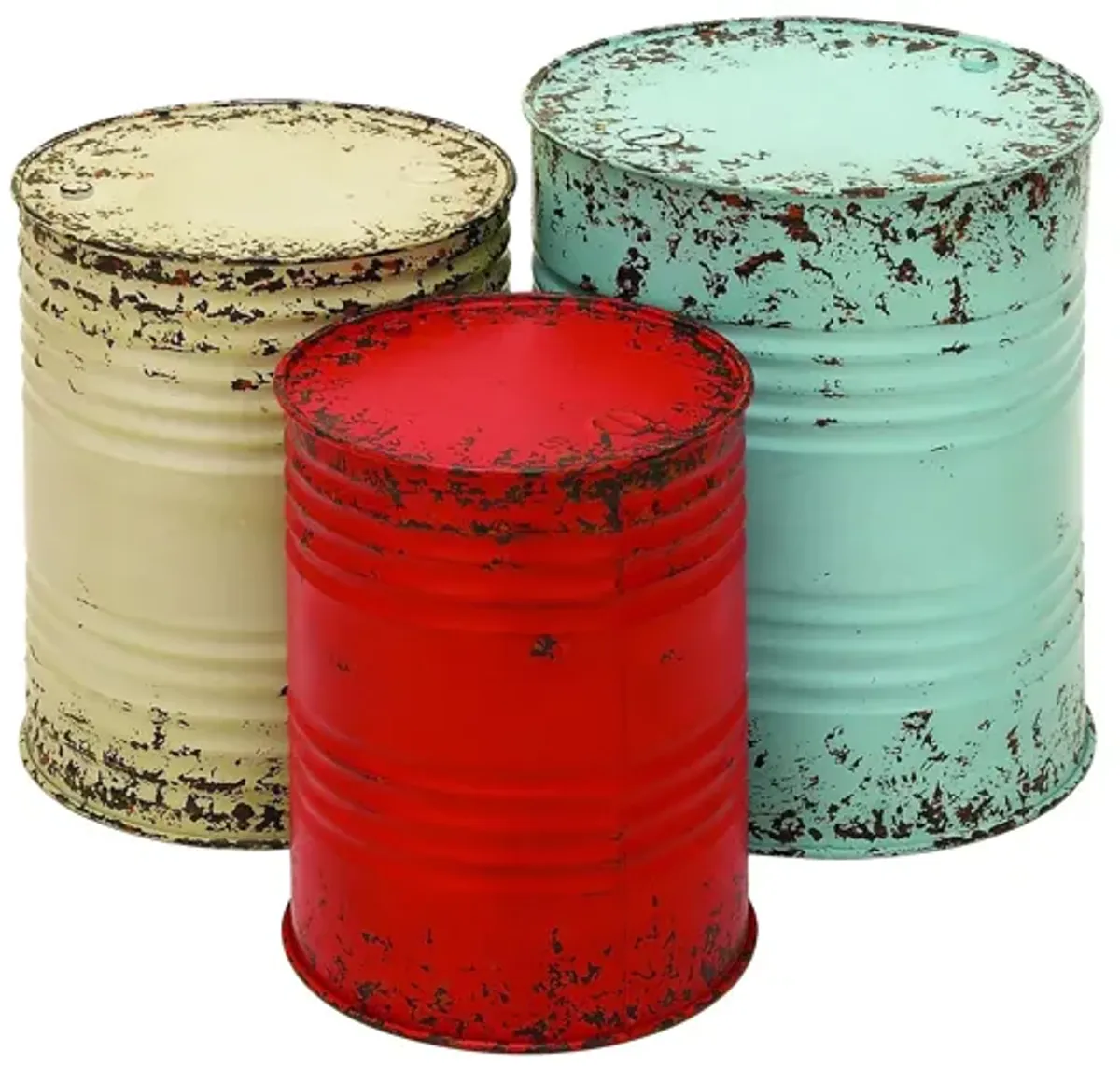 Ivy Collection Barrel Accent Table 3-pc. in Multi Colored by UMA Enterprises