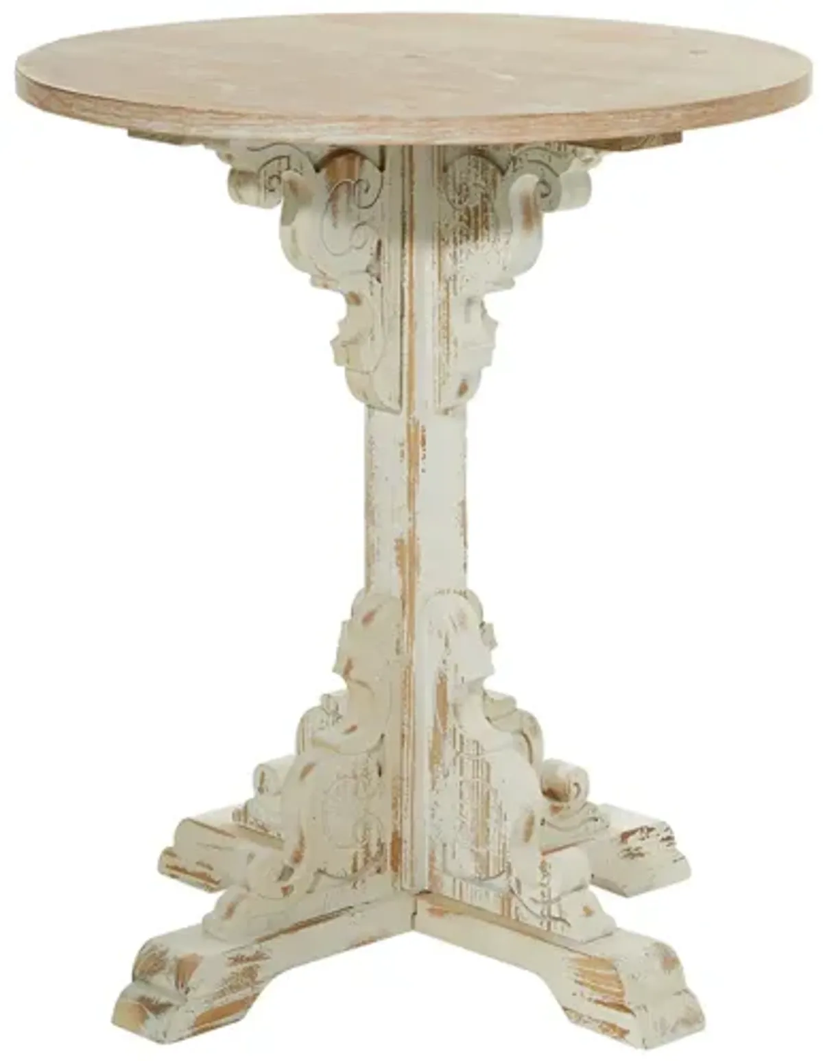 Ivy Collection Carved Accent Table in White by UMA Enterprises