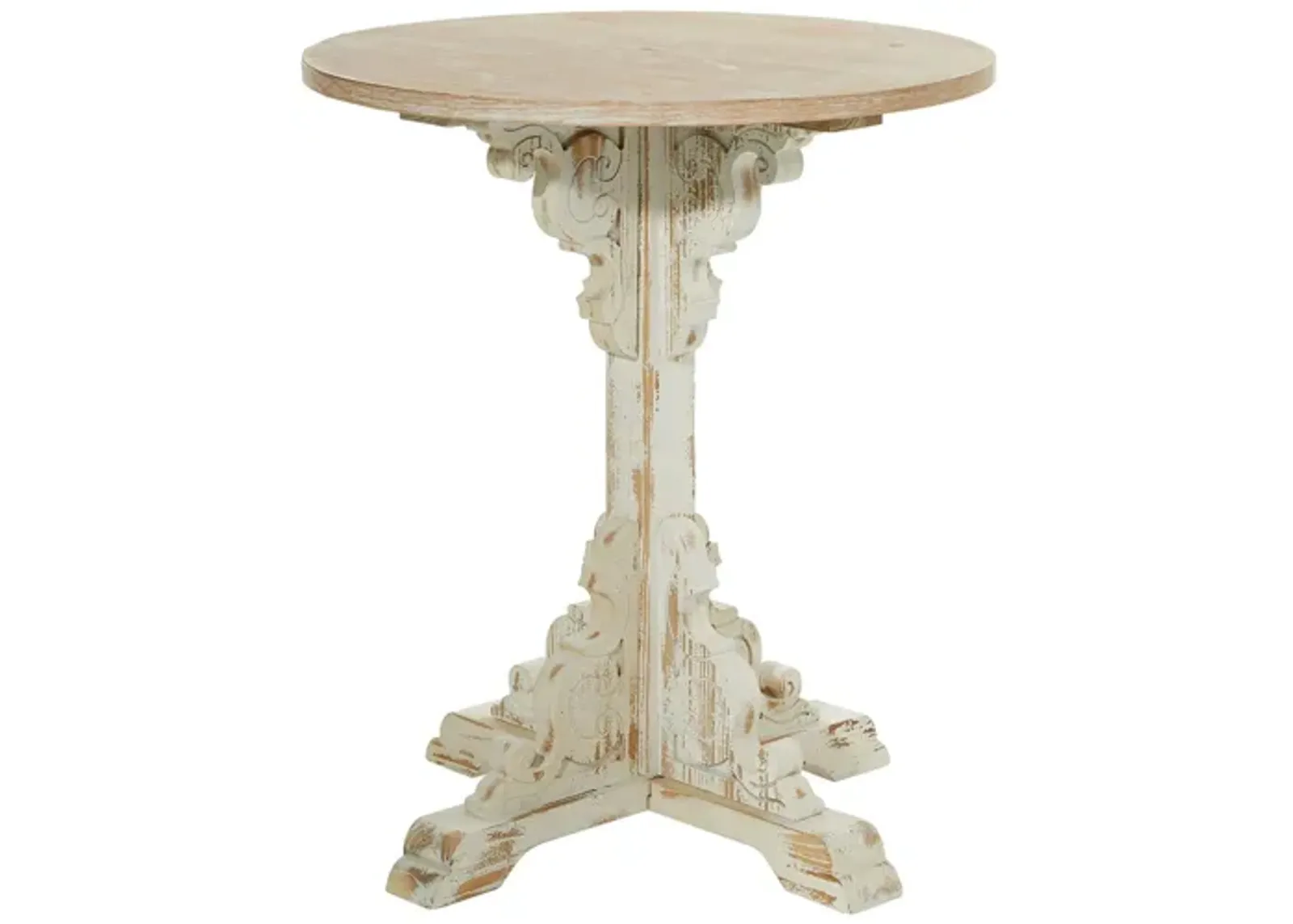 Ivy Collection Carved Accent Table in White by UMA Enterprises