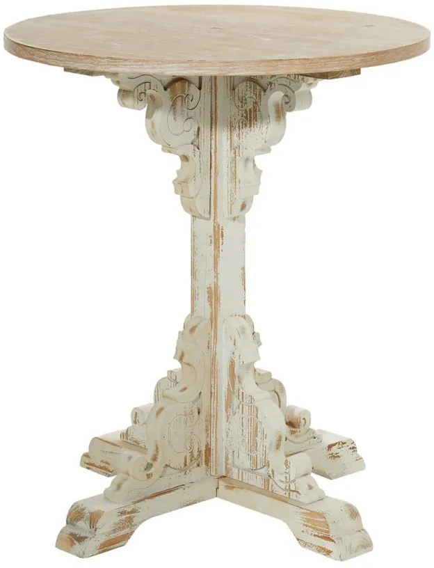 Ivy Collection Carved Accent Table in White by UMA Enterprises