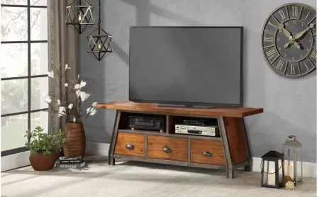 Dayton TV Stand in 2-tone finish (Rustic brown & gunmetal) by Homelegance