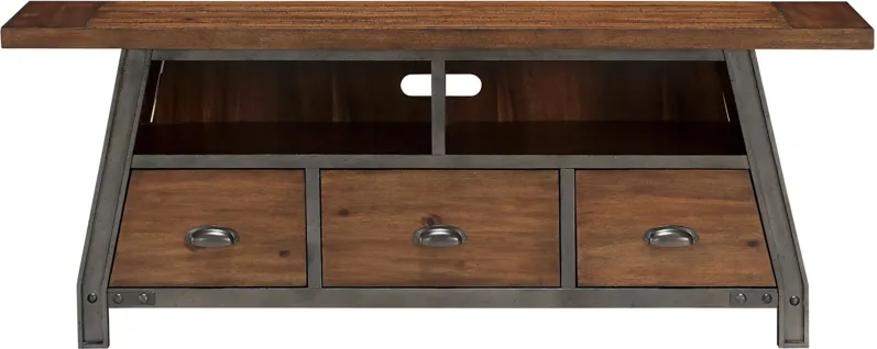 Dayton TV Stand in 2-tone finish (Rustic brown & gunmetal) by Homelegance