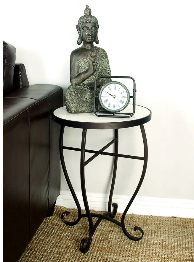 Ivy Collection Marble Accent Table in Brown by UMA Enterprises