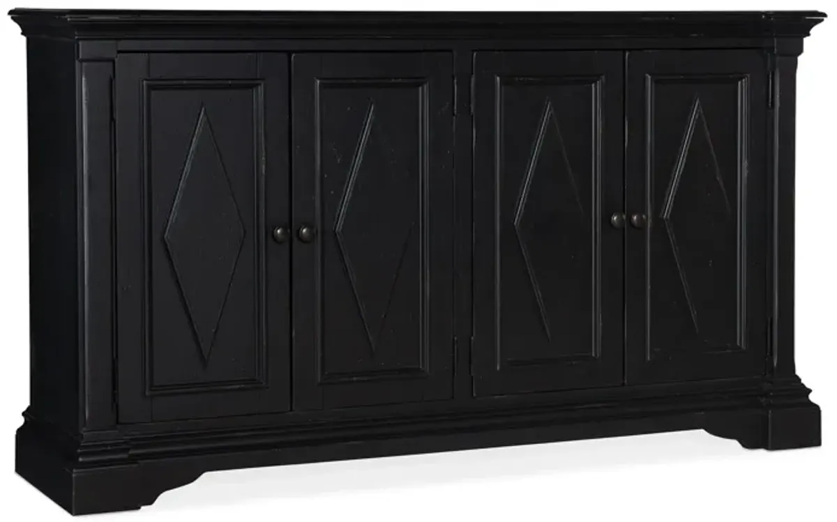 Commerce & Market Four-Door Cabinet in Black painted finish by Hooker Furniture