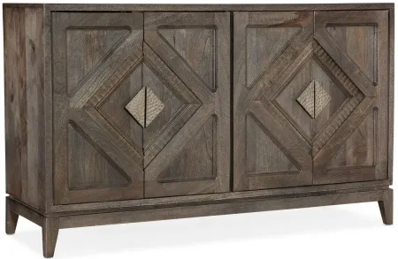 Commerce & Market Carved Accent Chest in Natural medium wood finish with pewter hammered metal hardware by Hooker Furniture