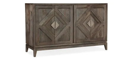 Commerce & Market Carved Accent Chest in Natural medium wood finish with pewter hammered metal hardware by Hooker Furniture