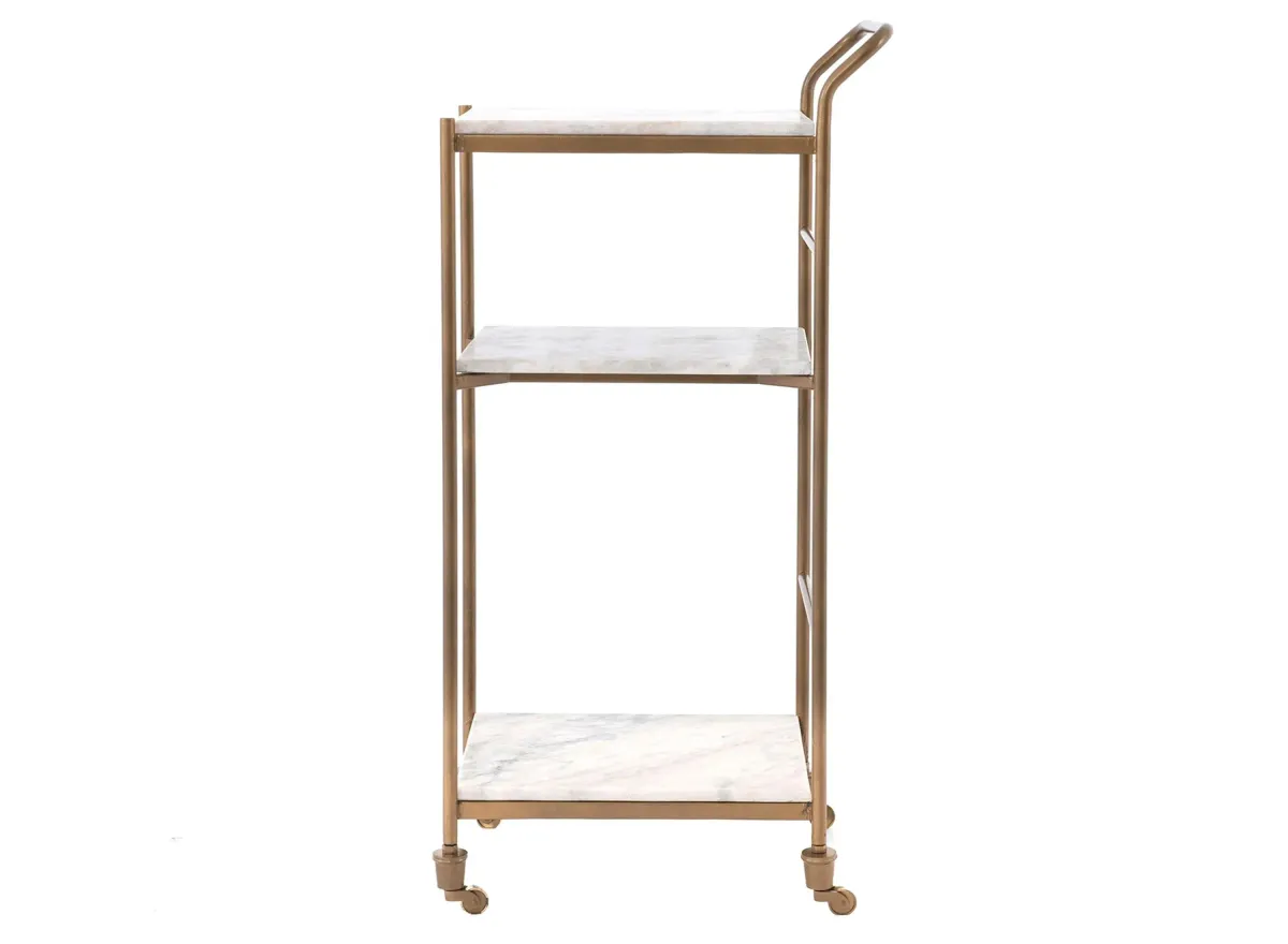 Felix Bar Cart in White Marble by Four Hands