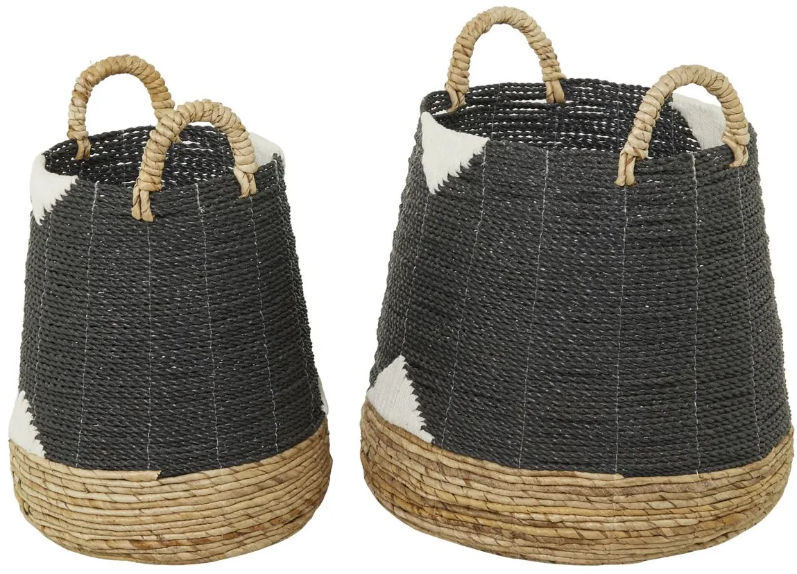 Ivy Collection Casey Basket - Set of 2 in Black by UMA Enterprises