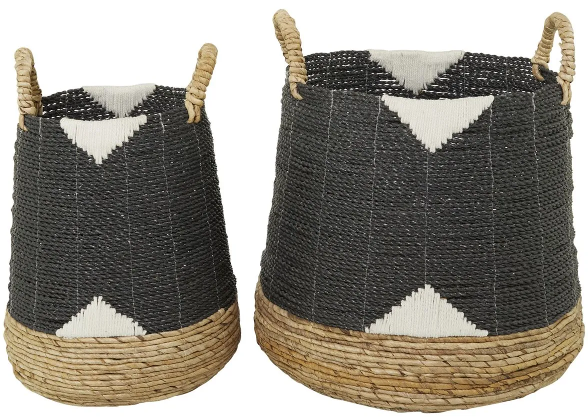 Ivy Collection Casey Basket - Set of 2 in Black by UMA Enterprises