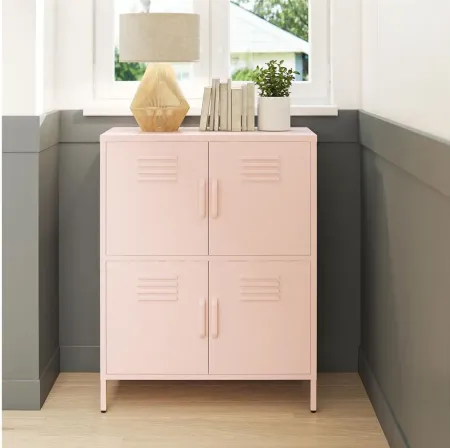 Mission District Metal Locker Cabinet in Pale Pink by DOREL HOME FURNISHINGS