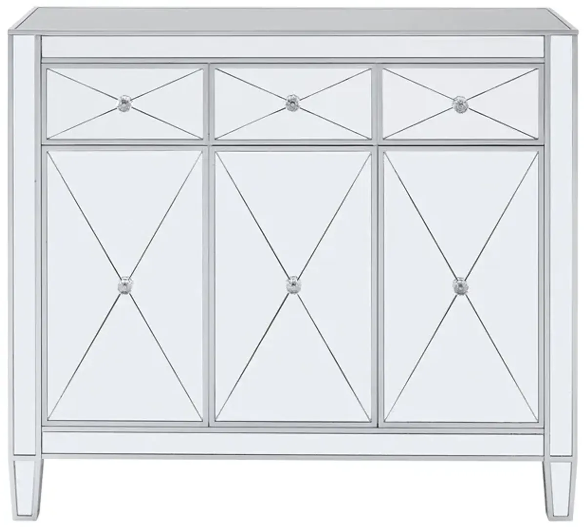 Halsey 3-Door Mirrored Cabinet in Silver by SEI Furniture