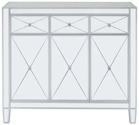 Halsey 3-Door Mirrored Cabinet in Silver by SEI Furniture