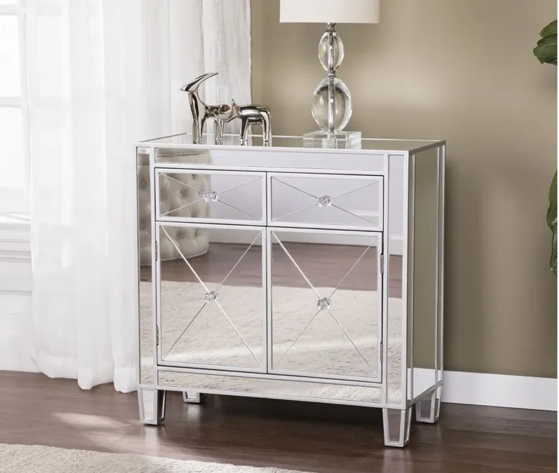 Halsey Mirrored Storage Cabinet in Silver by SEI Furniture