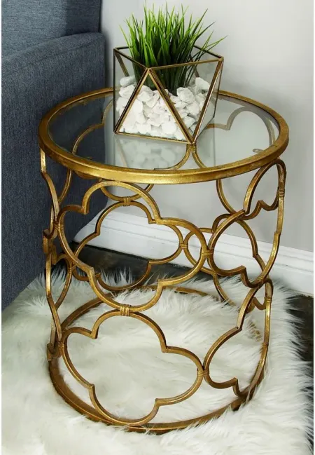 Ivy Collection Basket Accent Table in Gold by UMA Enterprises