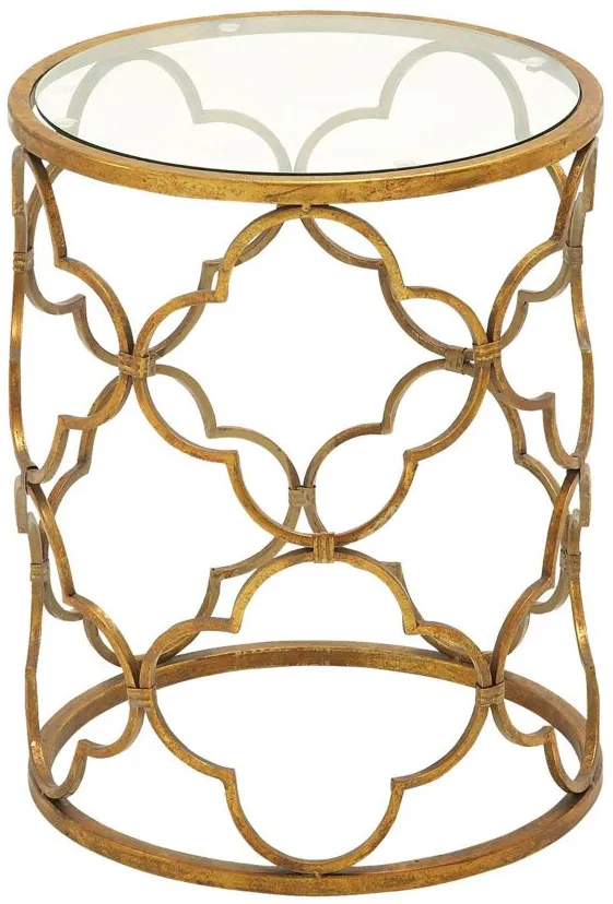 Ivy Collection Basket Accent Table in Gold by UMA Enterprises