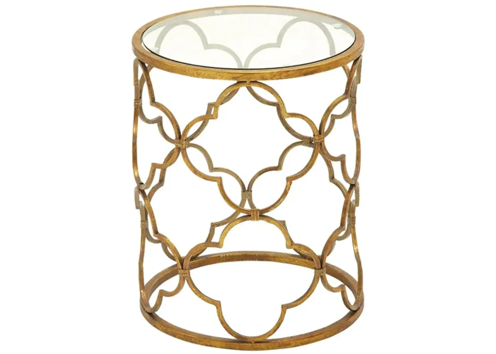 Ivy Collection Basket Accent Table in Gold by UMA Enterprises