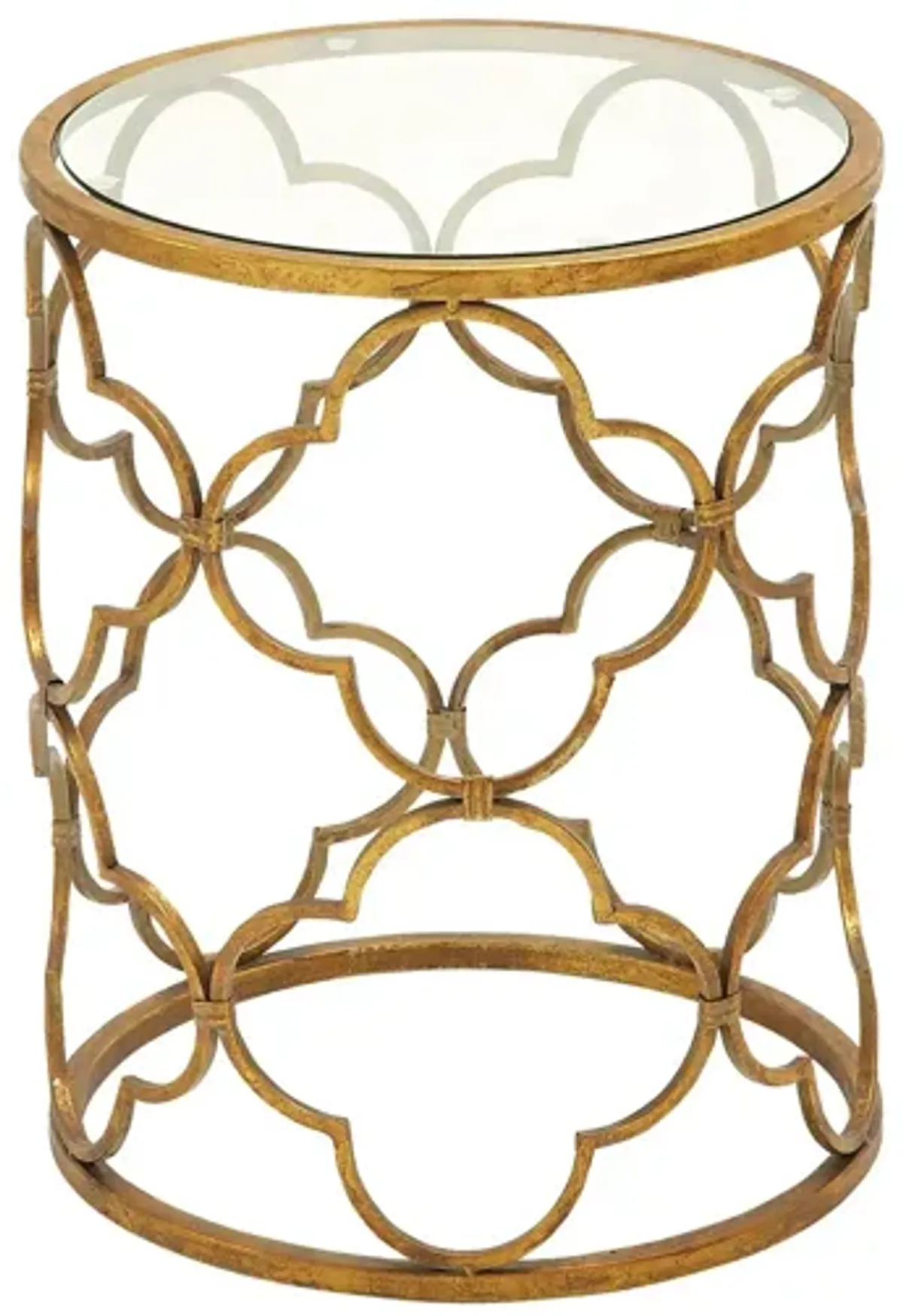 Ivy Collection Basket Accent Table in Gold by UMA Enterprises