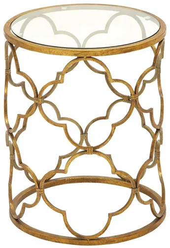 Ivy Collection Basket Accent Table in Gold by UMA Enterprises