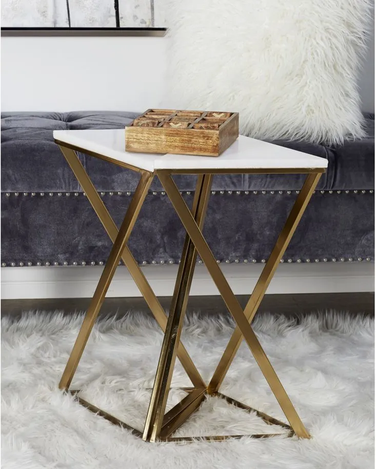 Ivy Collection Geometric Accent Table in Gold by UMA Enterprises