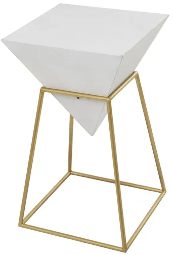 Ivy Collection Pyramid Accent Table in White by UMA Enterprises