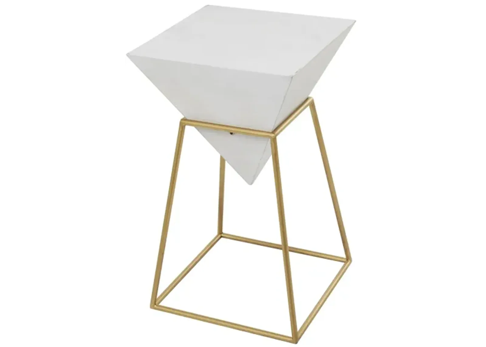 Ivy Collection Pyramid Accent Table in White by UMA Enterprises