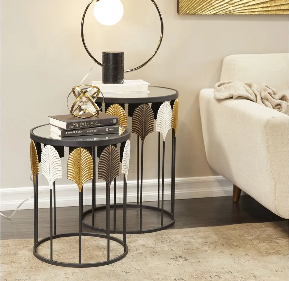 Ivy Collection Open Accent Table (2) in Black by UMA Enterprises