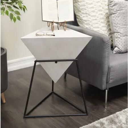 Ivy Collection Pyramid Accent Table in White by UMA Enterprises