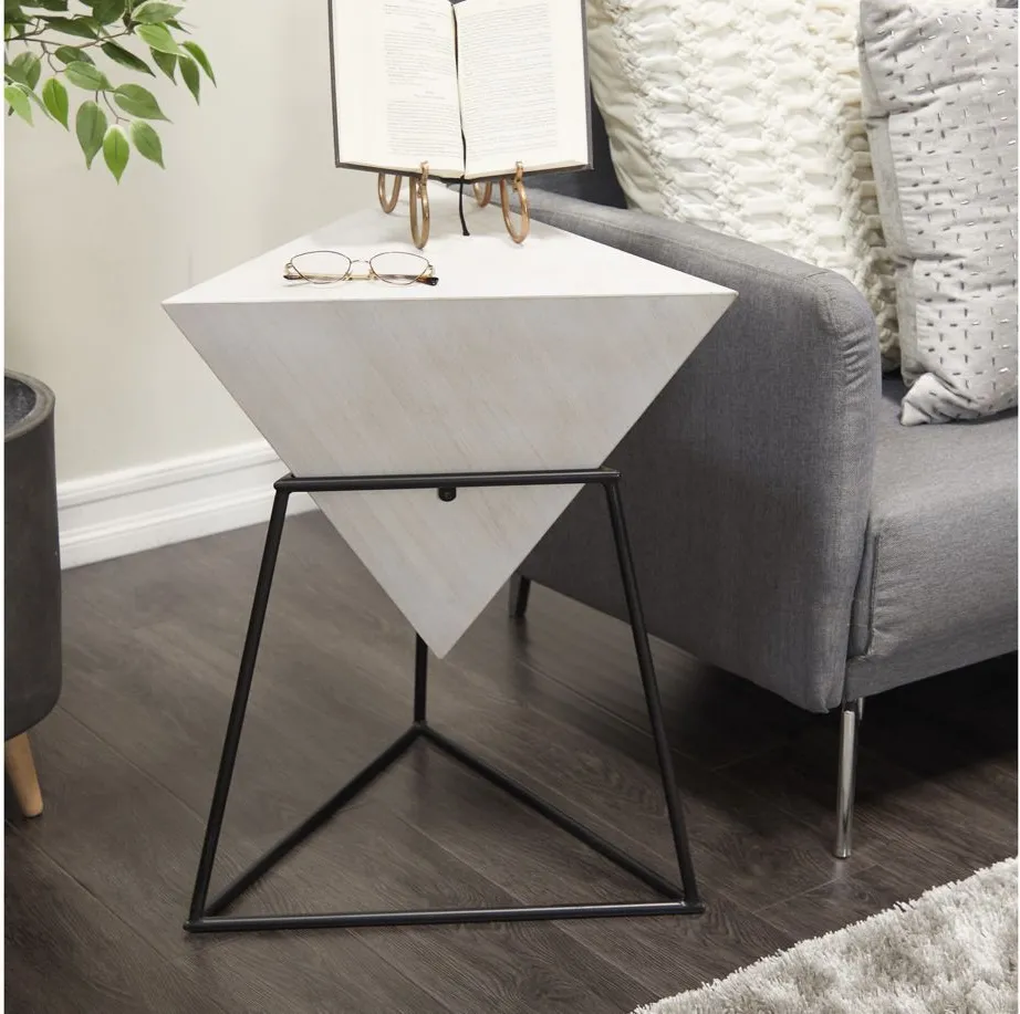 Ivy Collection Pyramid Accent Table in White by UMA Enterprises