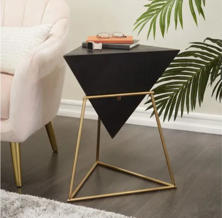 Ivy Collection Pyramid Accent Table in Black by UMA Enterprises