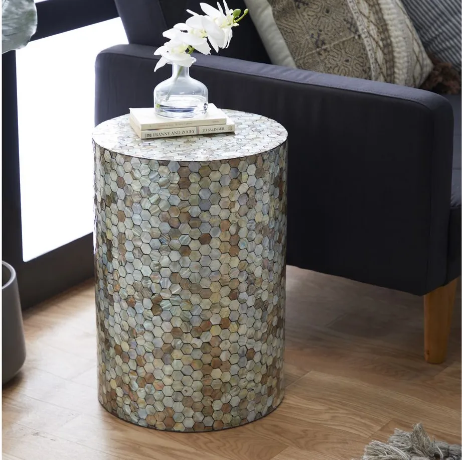 Ivy Collection Honeycomb Accent Table in Multi Colored by UMA Enterprises