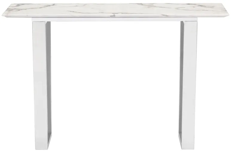 Atlas Console Table in White, Silver by Zuo Modern