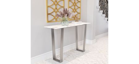 Atlas Console Table in White, Silver by Zuo Modern