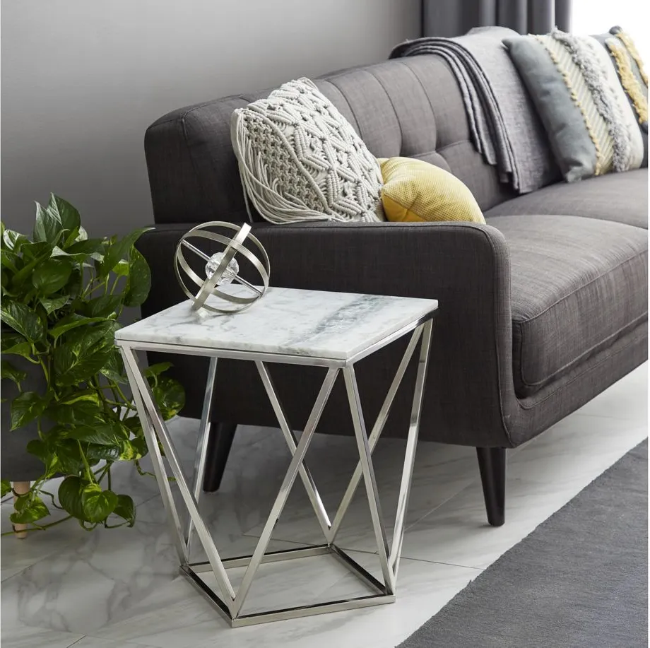 Ivy Collection Geometric Accent Table in Gray by UMA Enterprises