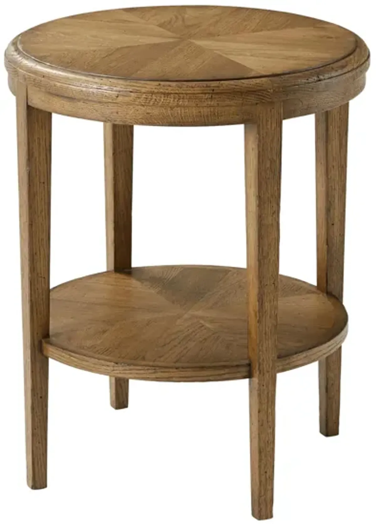 Nova Two Tiered Round Side Table in Dawn by Theodore Alexander