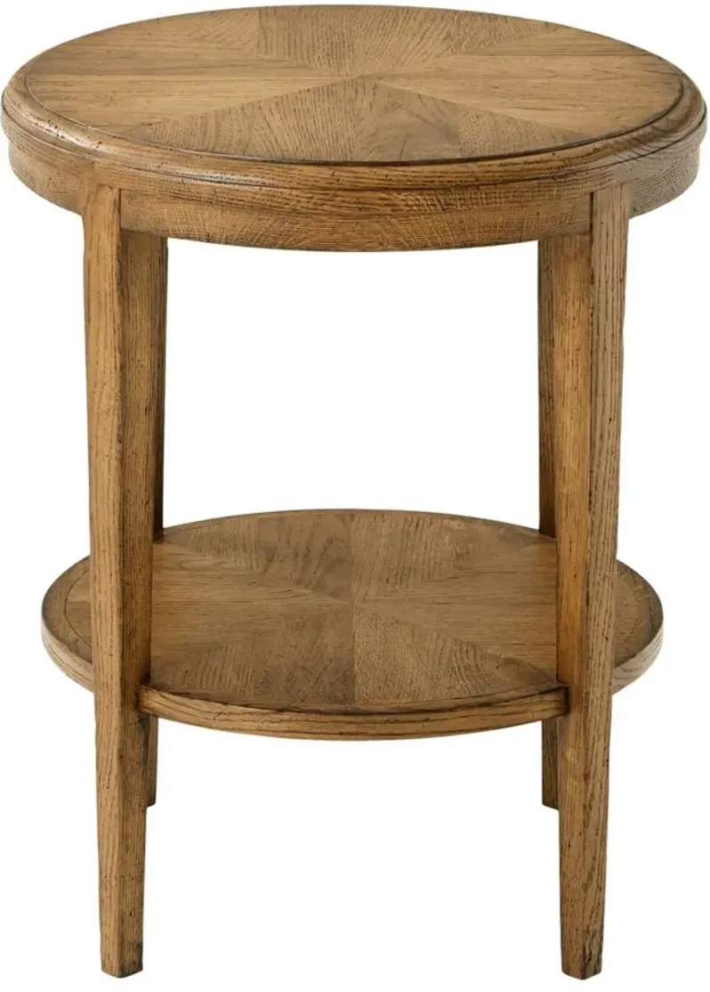 Nova Two Tiered Round Side Table in Dawn by Theodore Alexander