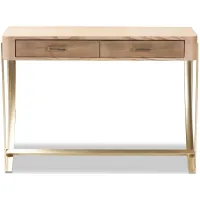 Lafoy 2-Drawer Console Table in Natural Brown/Gold by Wholesale Interiors