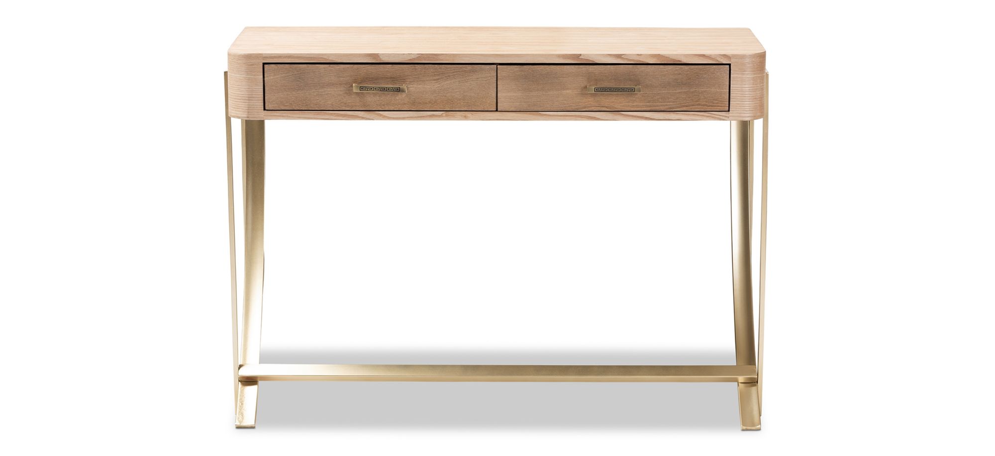 Lafoy 2-Drawer Console Table in Natural Brown/Gold by Wholesale Interiors