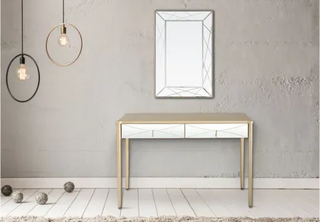 Insley Wall Mirror and Console Table in Champagne by CAMDEN ISLE