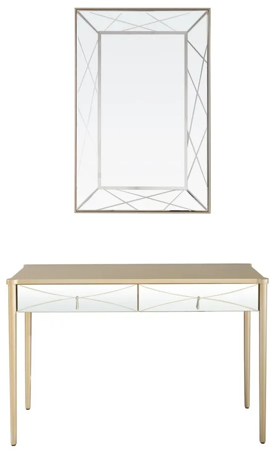 Insley Wall Mirror and Console Table in Champagne by CAMDEN ISLE