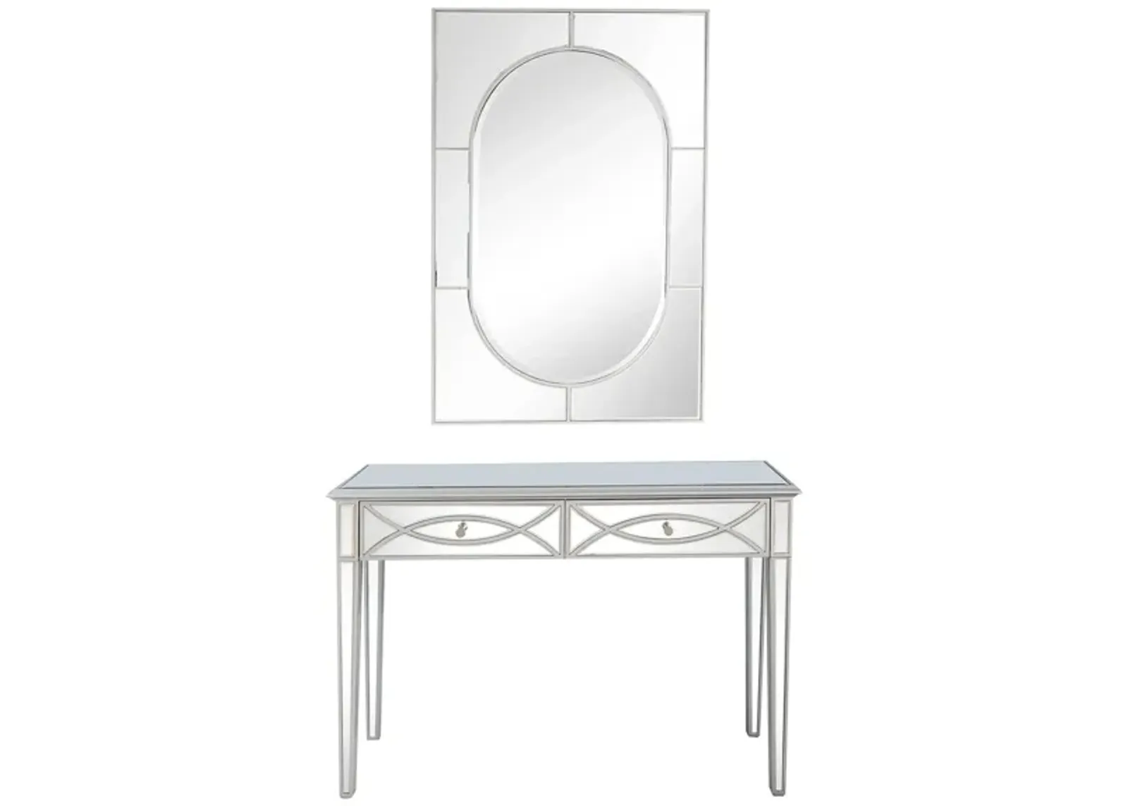 Helena Wall Mirror and Console Table in Silver by CAMDEN ISLE