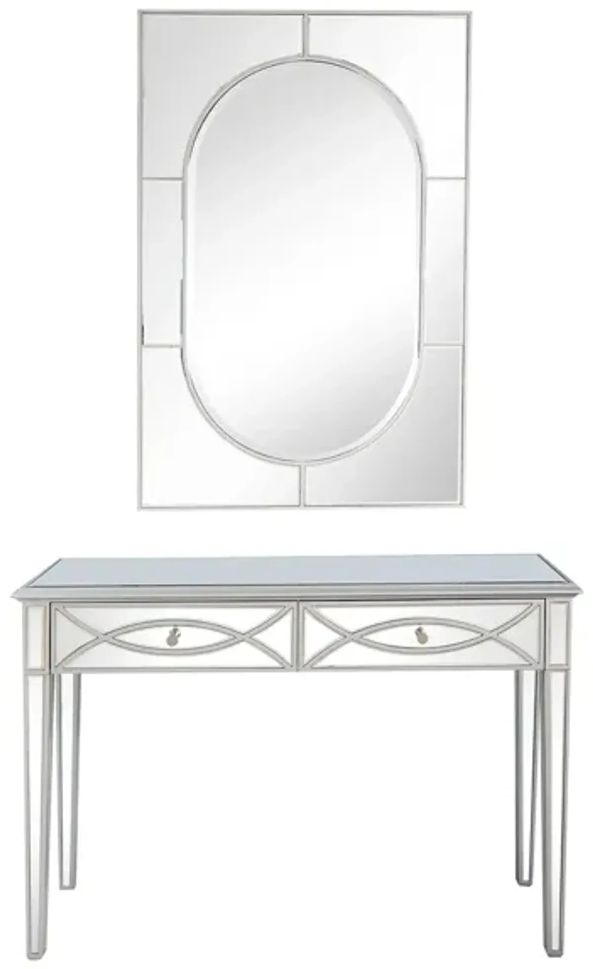 Helena Wall Mirror and Console Table in Silver by CAMDEN ISLE