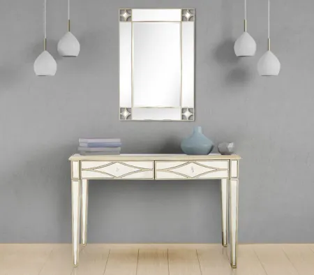 Huxley Wall Mirror and Console Table in Champagne by CAMDEN ISLE