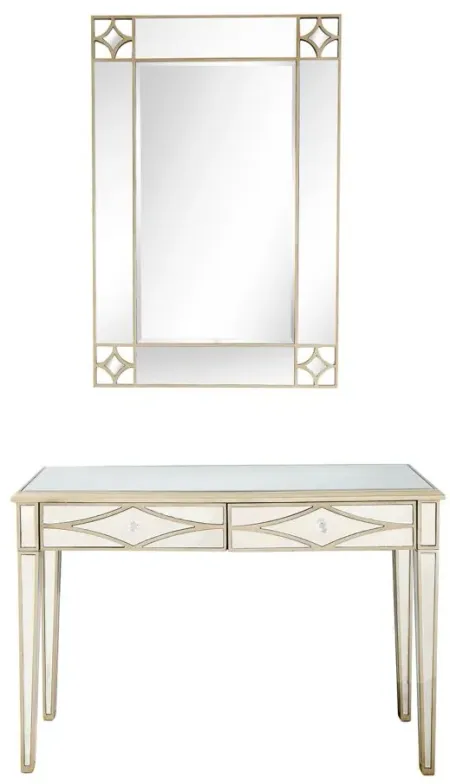 Huxley Wall Mirror and Console Table in Champagne by CAMDEN ISLE