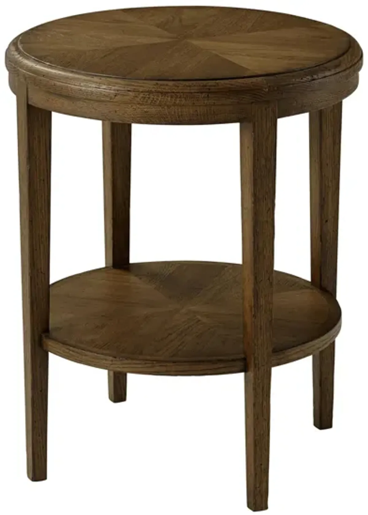 Nova Two Tiered Round Side Table in Dusk by Theodore Alexander